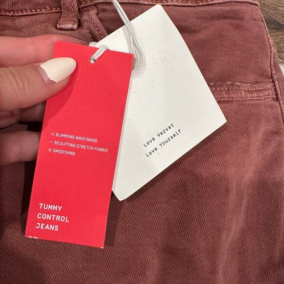 LOVERVET Women's Tummy Control Crop Straight Jeans Size 16W In Burgundy - Picture 9 of 14